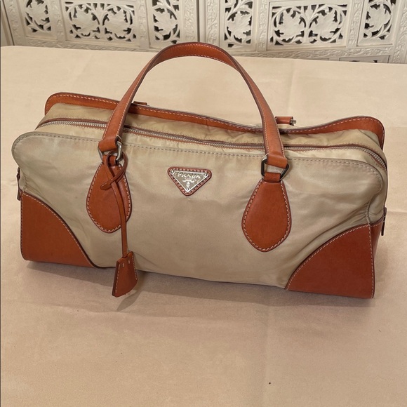 Prada Handbags - Prada handbag ,Cream and luggage leather  trimming